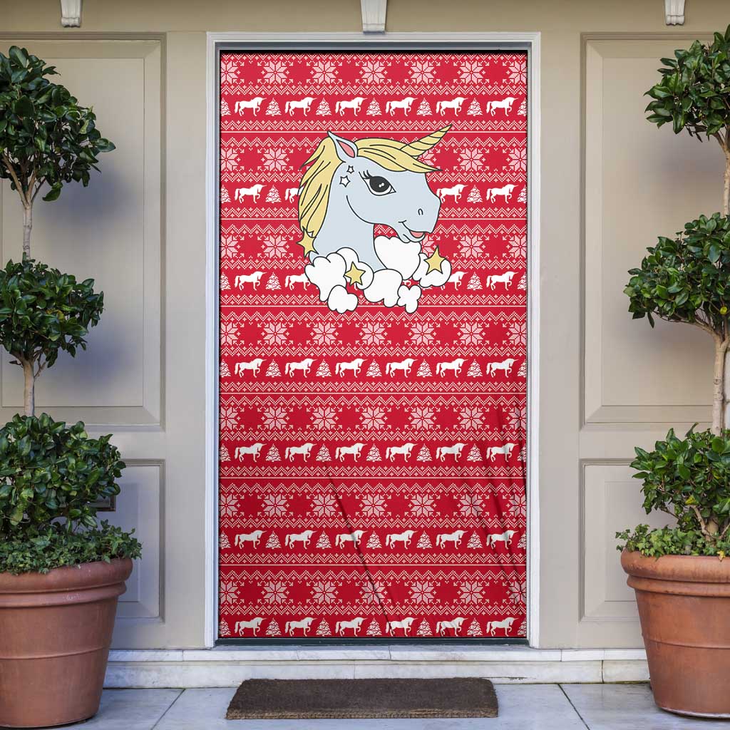 Lovely Unicorn Christmas Door Cover Xmas Holiday Patterns - Wonder Print Shop