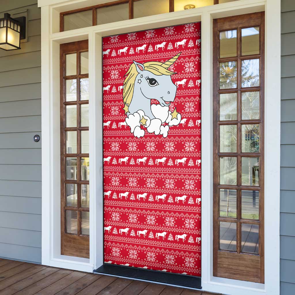 Lovely Unicorn Christmas Door Cover Xmas Holiday Patterns - Wonder Print Shop