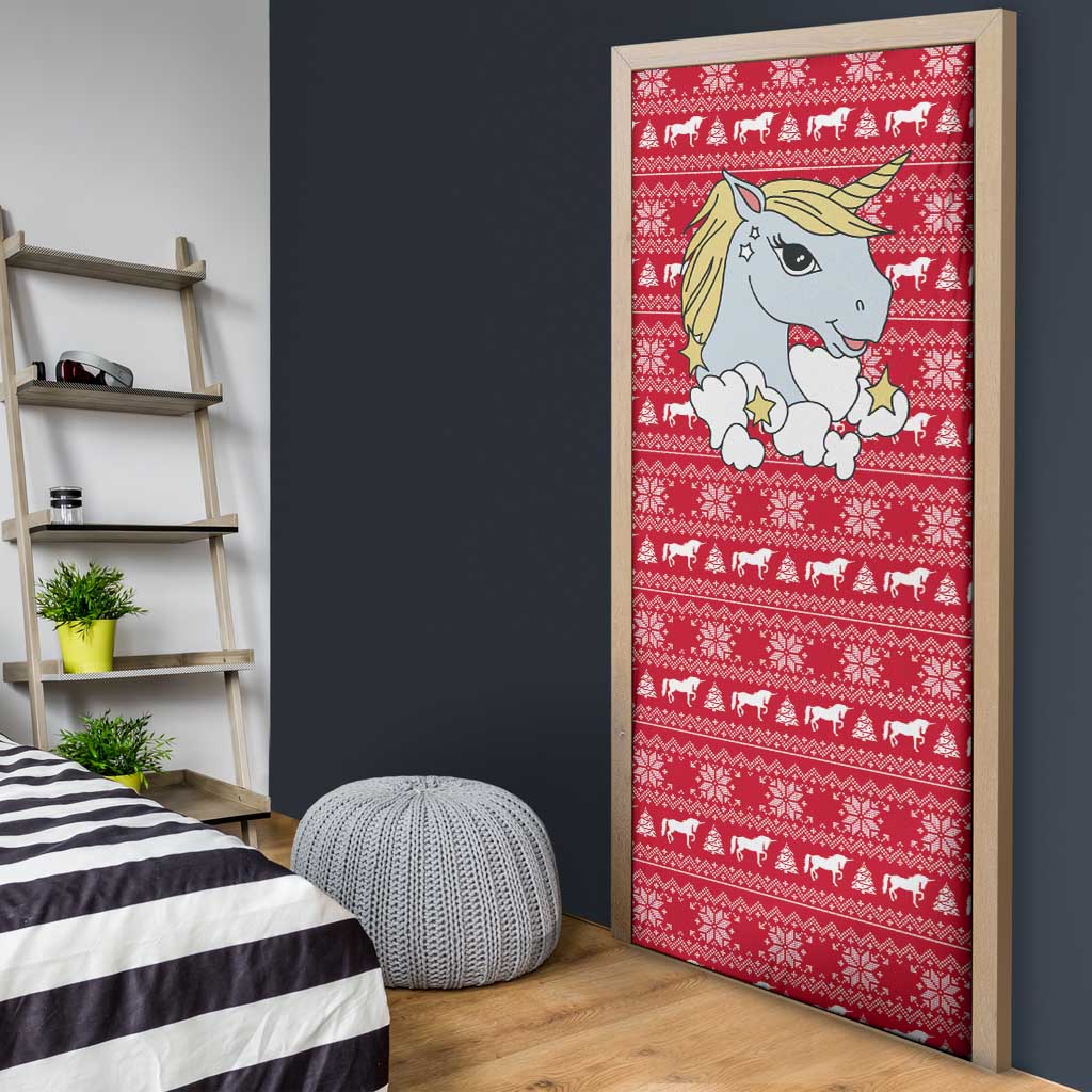 Lovely Unicorn Christmas Door Cover Xmas Holiday Patterns - Wonder Print Shop