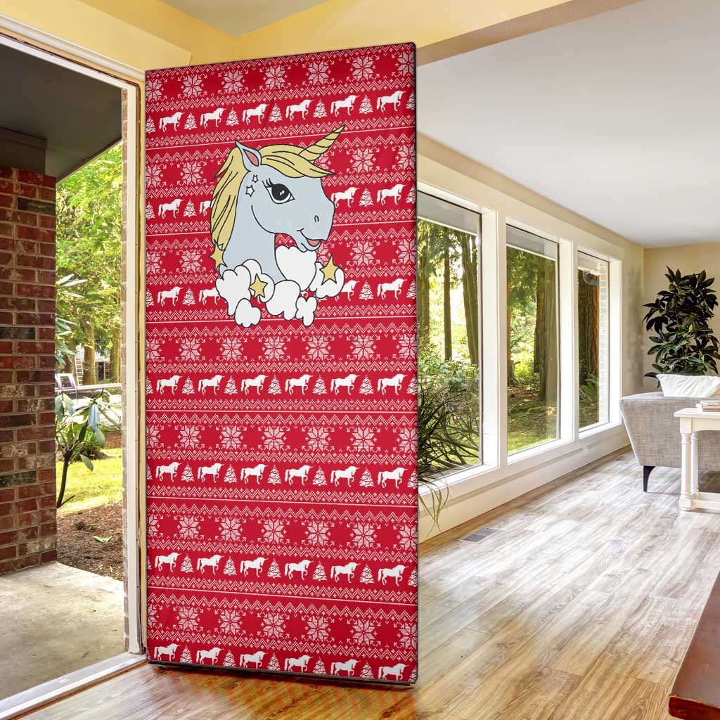 Lovely Unicorn Christmas Door Cover Xmas Holiday Patterns - Wonder Print Shop