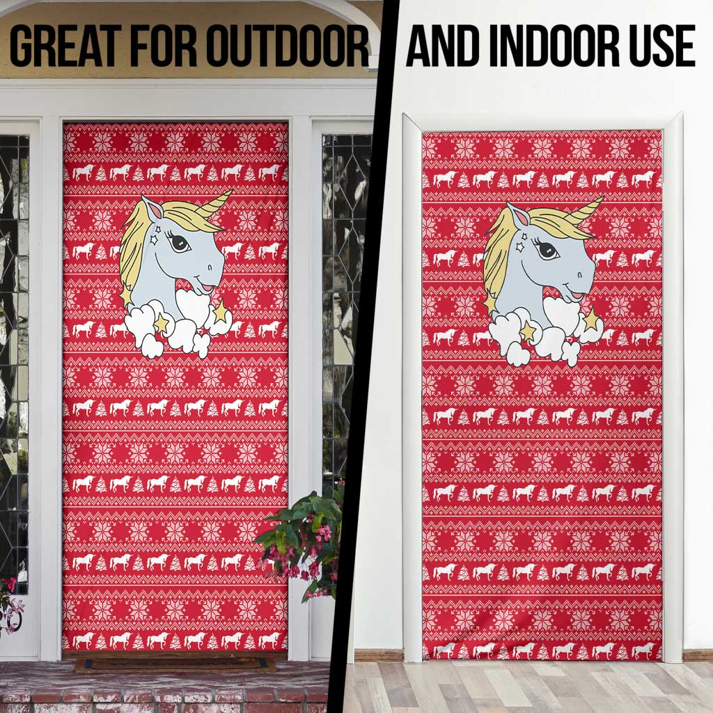 Lovely Unicorn Christmas Door Cover Xmas Holiday Patterns - Wonder Print Shop