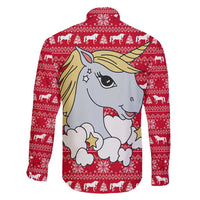 Lovely Unicorn Christmas Family Matching Long Sleeve Bodycon Dress and Hawaiian Shirt Xmas Holiday Patterns - Wonder Print Shop