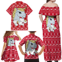Lovely Unicorn Christmas Family Matching Off Shoulder Maxi Dress and Hawaiian Shirt Xmas Holiday Patterns - Wonder Print Shop