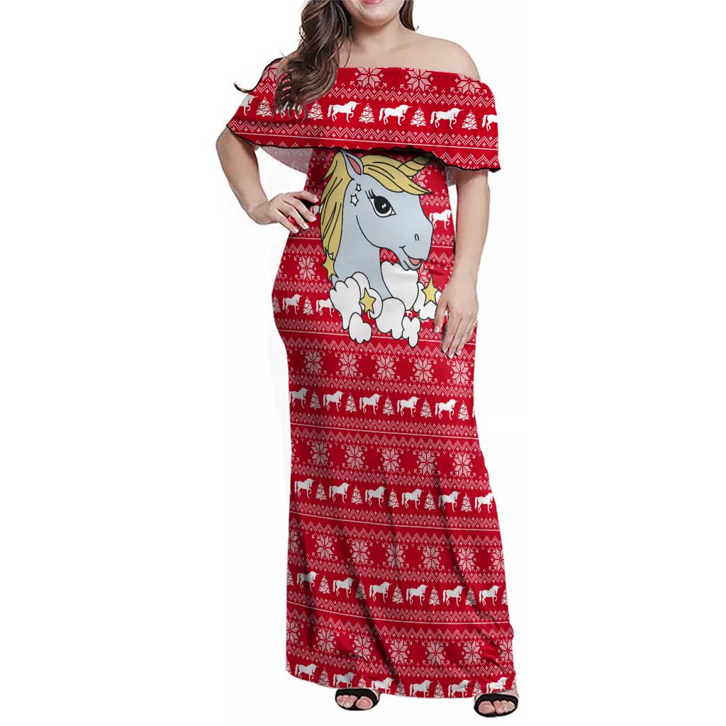 Lovely Unicorn Christmas Family Matching Off Shoulder Maxi Dress and Hawaiian Shirt Xmas Holiday Patterns - Wonder Print Shop