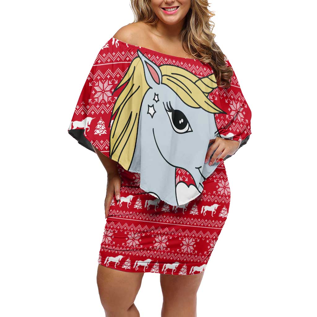Lovely Unicorn Christmas Family Matching Off Shoulder Short Dress and Hawaiian Shirt Xmas Holiday Patterns - Wonder Print Shop