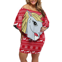 Lovely Unicorn Christmas Family Matching Off Shoulder Short Dress and Hawaiian Shirt Xmas Holiday Patterns - Wonder Print Shop