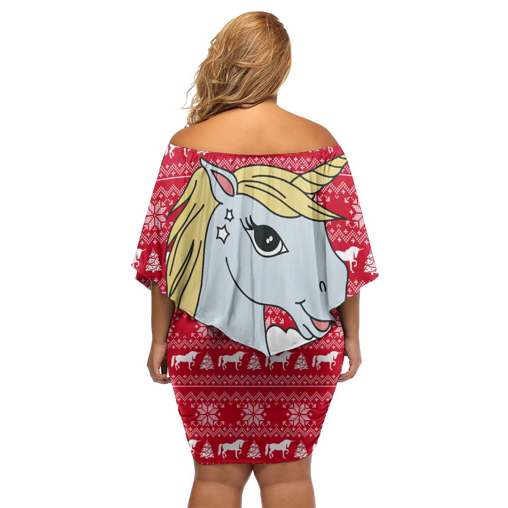 Lovely Unicorn Christmas Family Matching Off Shoulder Short Dress and Hawaiian Shirt Xmas Holiday Patterns - Wonder Print Shop