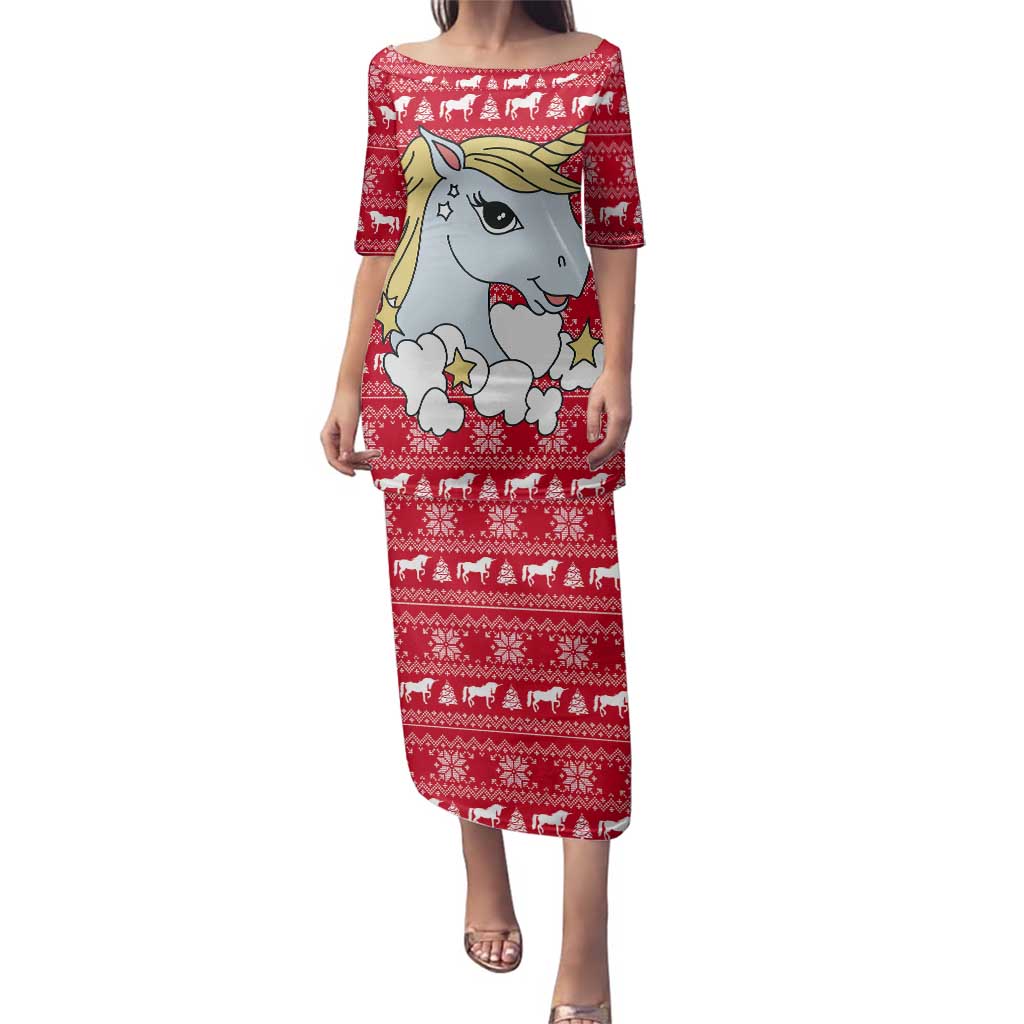 Lovely Unicorn Christmas Family Matching Puletasi and Hawaiian Shirt Xmas Holiday Patterns - Wonder Print Shop
