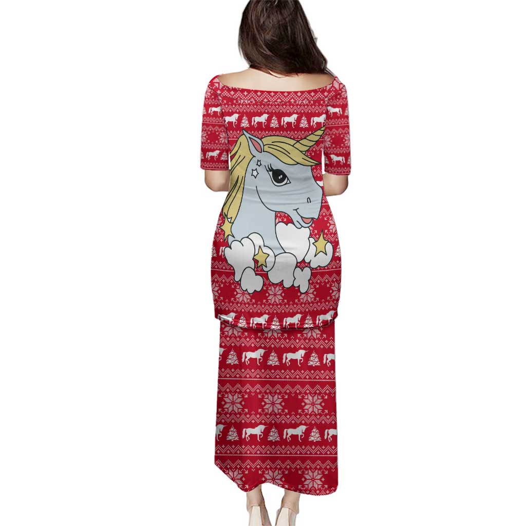 Lovely Unicorn Christmas Family Matching Puletasi and Hawaiian Shirt Xmas Holiday Patterns - Wonder Print Shop