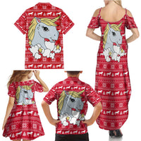 Lovely Unicorn Christmas Family Matching Summer Maxi Dress and Hawaiian Shirt Xmas Holiday Patterns - Wonder Print Shop