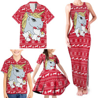 Lovely Unicorn Christmas Family Matching Tank Maxi Dress and Hawaiian Shirt Xmas Holiday Patterns - Wonder Print Shop