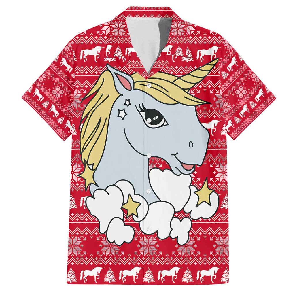 Lovely Unicorn Christmas Family Matching Tank Maxi Dress and Hawaiian Shirt Xmas Holiday Patterns - Wonder Print Shop
