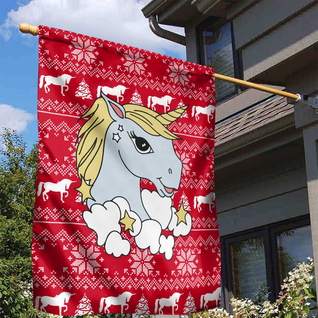 Lovely Unicorn Christmas Garden Flag Xmas Holiday Patterns - Wonder Print Shop