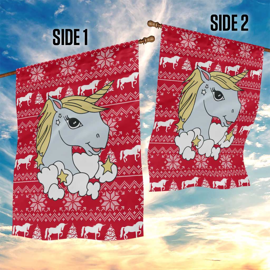 Lovely Unicorn Christmas Garden Flag Xmas Holiday Patterns - Wonder Print Shop