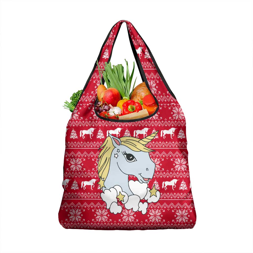Lovely Unicorn Christmas Grocery Bag Xmas Holiday Patterns - Wonder Print Shop
