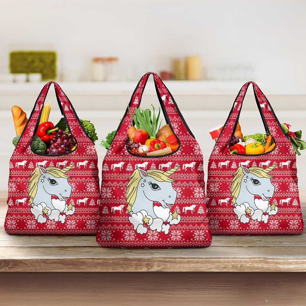 Lovely Unicorn Christmas Grocery Bag Xmas Holiday Patterns - Wonder Print Shop
