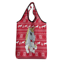 Lovely Unicorn Christmas Grocery Bag Xmas Holiday Patterns - Wonder Print Shop