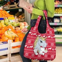 Lovely Unicorn Christmas Grocery Bag Xmas Holiday Patterns - Wonder Print Shop