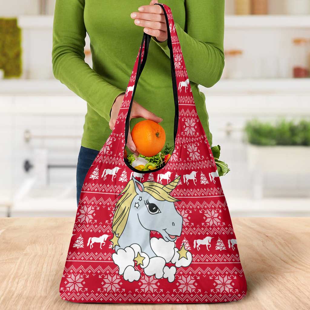 Lovely Unicorn Christmas Grocery Bag Xmas Holiday Patterns - Wonder Print Shop