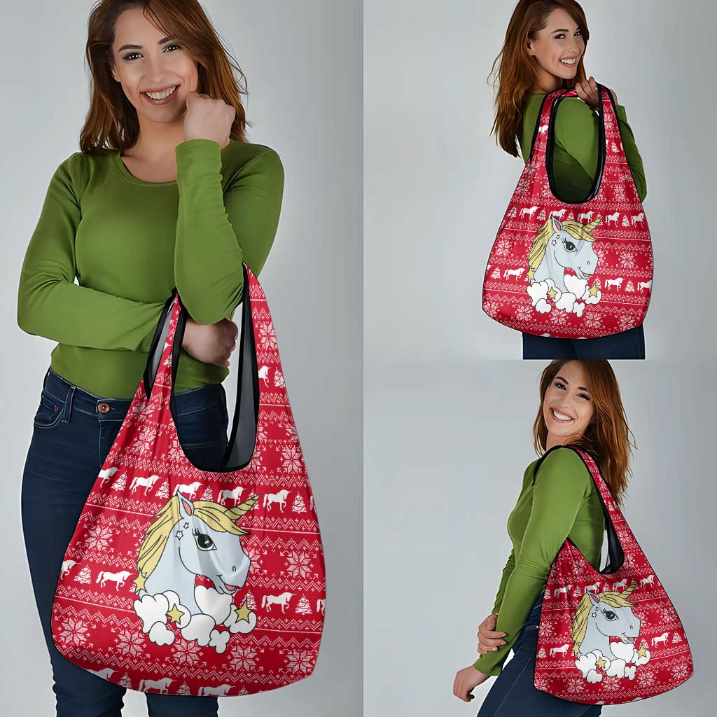 Lovely Unicorn Christmas Grocery Bag Xmas Holiday Patterns - Wonder Print Shop