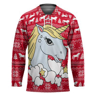 Lovely Unicorn Christmas Hockey Jersey Xmas Holiday Patterns - Wonder Print Shop