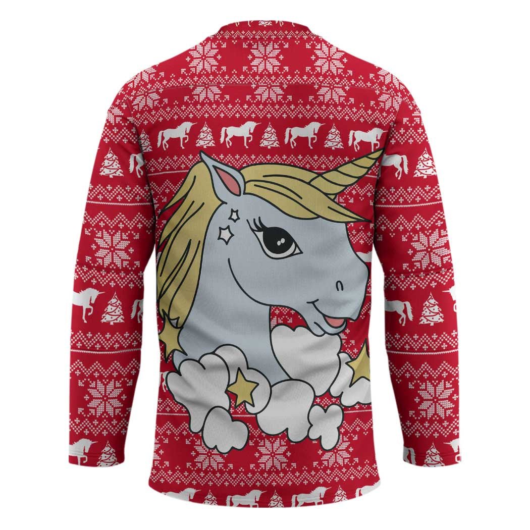 Lovely Unicorn Christmas Hockey Jersey Xmas Holiday Patterns - Wonder Print Shop
