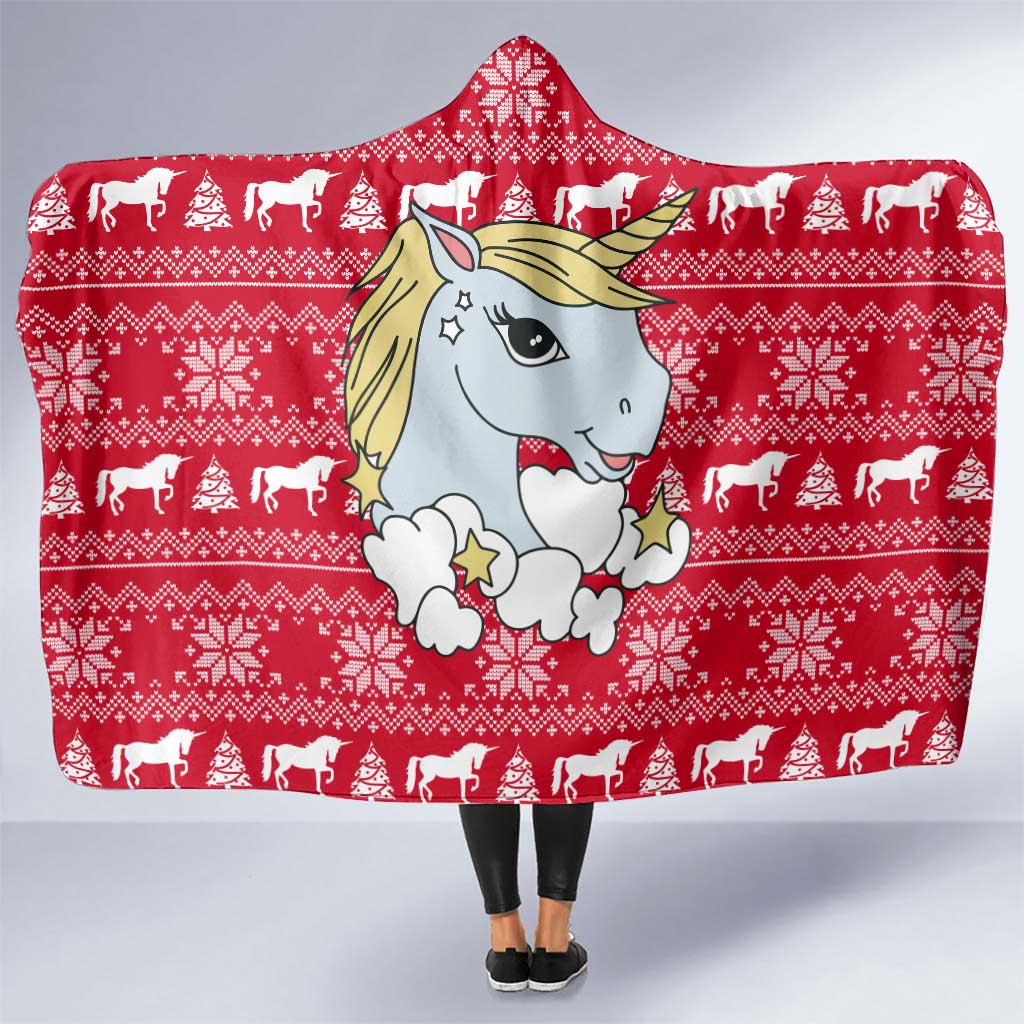 Lovely Unicorn Christmas Hooded Blanket Xmas Holiday Patterns - Wonder Print Shop