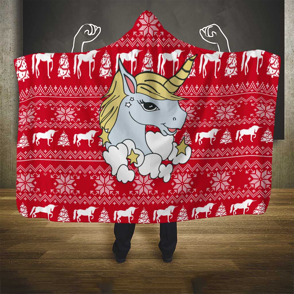 Lovely Unicorn Christmas Hooded Blanket Xmas Holiday Patterns - Wonder Print Shop