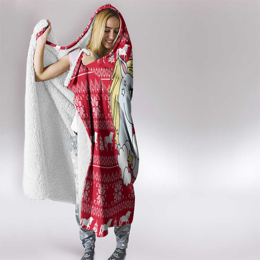 Lovely Unicorn Christmas Hooded Blanket Xmas Holiday Patterns - Wonder Print Shop