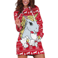 Lovely Unicorn Christmas Hoodie Dress Xmas Holiday Patterns - Wonder Print Shop