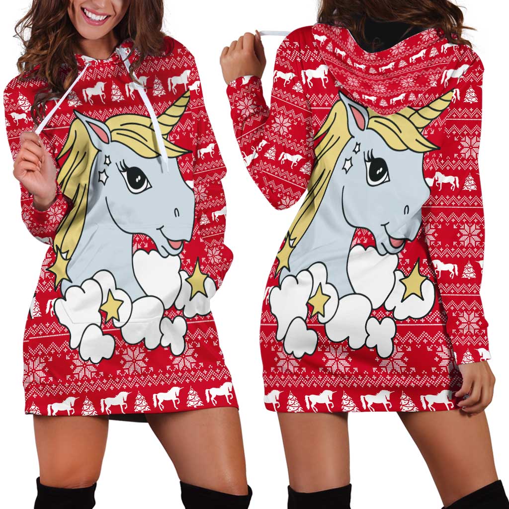 Lovely Unicorn Christmas Hoodie Dress Xmas Holiday Patterns - Wonder Print Shop