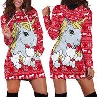Lovely Unicorn Christmas Hoodie Dress Xmas Holiday Patterns - Wonder Print Shop