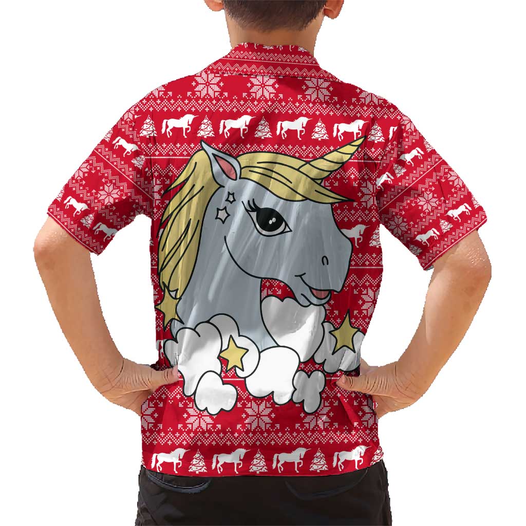 Lovely Unicorn Christmas Kid Hawaiian Shirt Xmas Holiday Patterns - Wonder Print Shop
