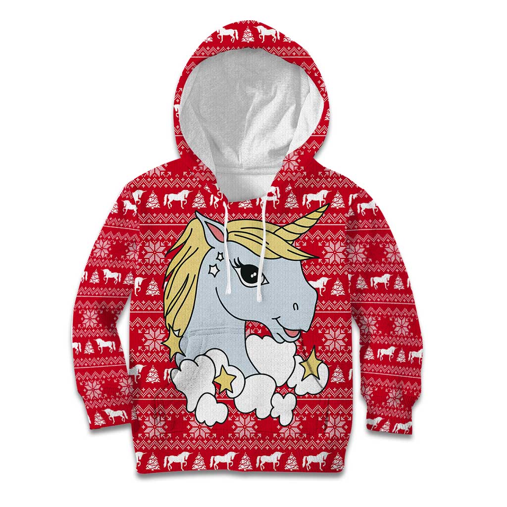 Lovely Unicorn Christmas Kid Hoodie Xmas Holiday Patterns - Wonder Print Shop
