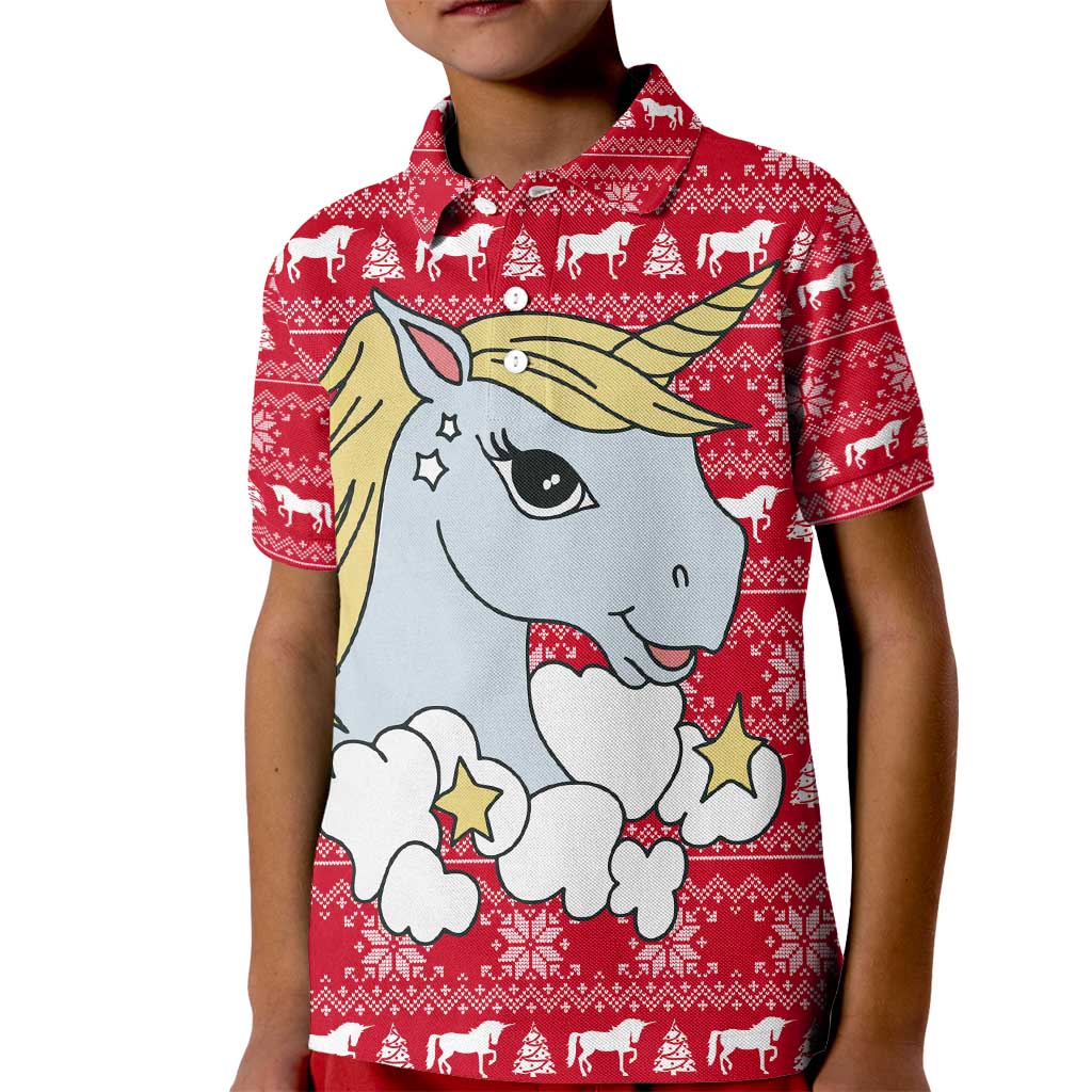 Lovely Unicorn Christmas Kid Polo Shirt Xmas Holiday Patterns - Wonder Print Shop