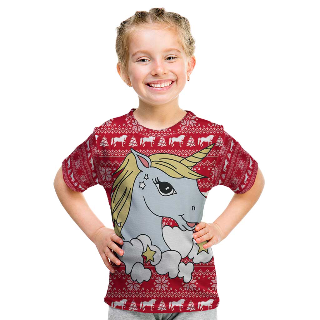 Lovely Unicorn Christmas Kid T Shirt Xmas Holiday Patterns - Wonder Print Shop