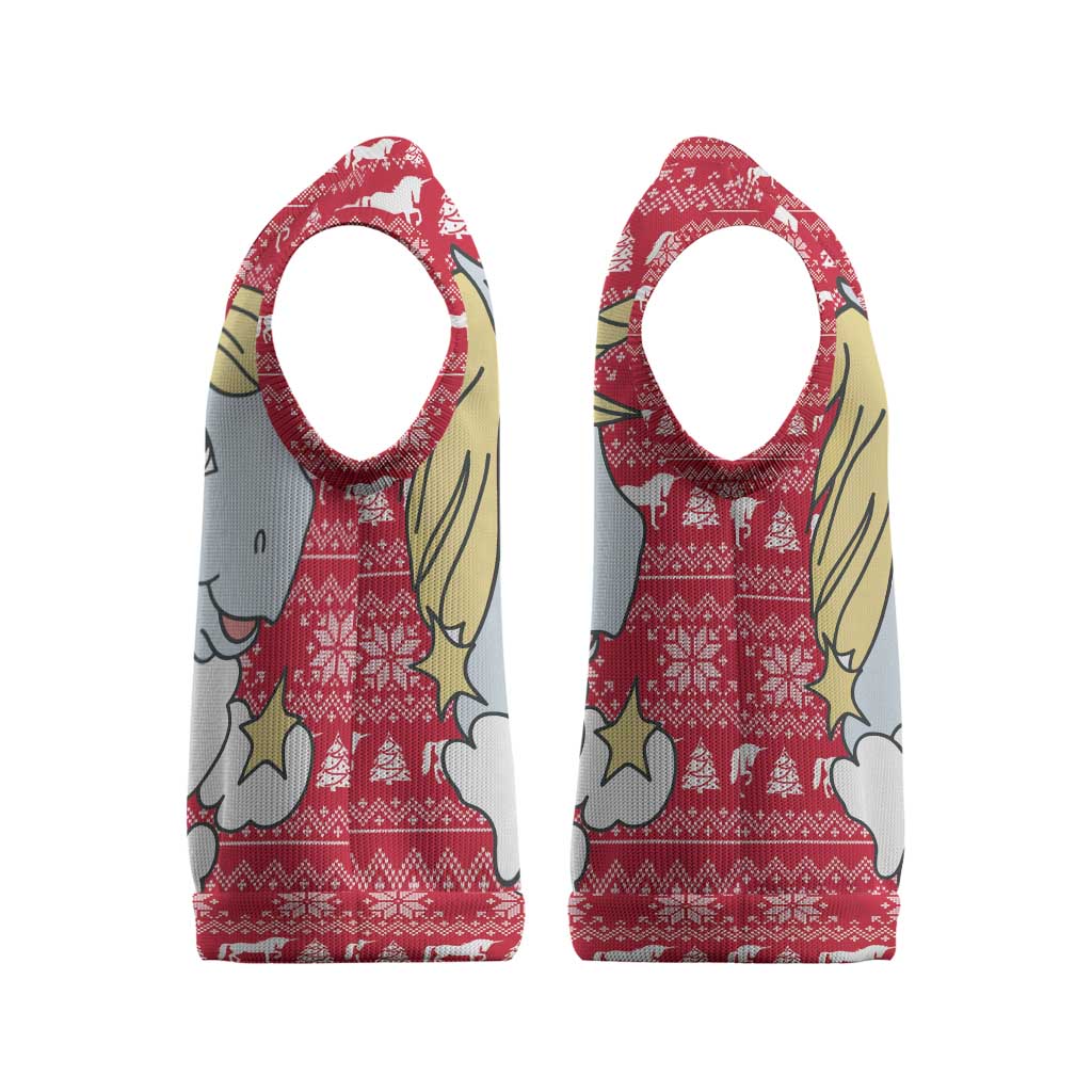 Lovely Unicorn Christmas Knitted V-Neck Vest Xmas Holiday Patterns - Wonder Print Shop