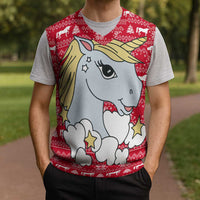 Lovely Unicorn Christmas Knitted V-Neck Vest Xmas Holiday Patterns - Wonder Print Shop