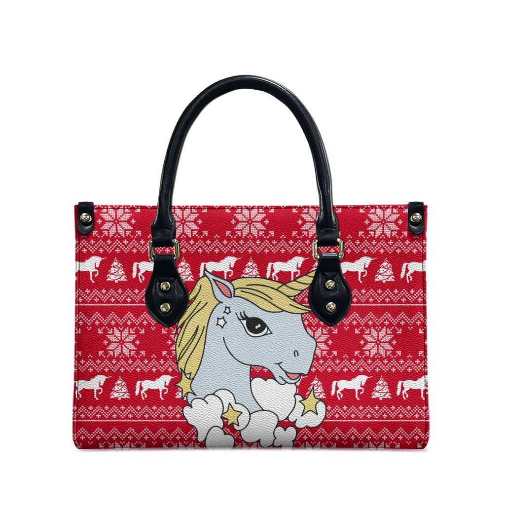 Lovely Unicorn Christmas Leather Bag Xmas Holiday Patterns - Wonder Print Shop