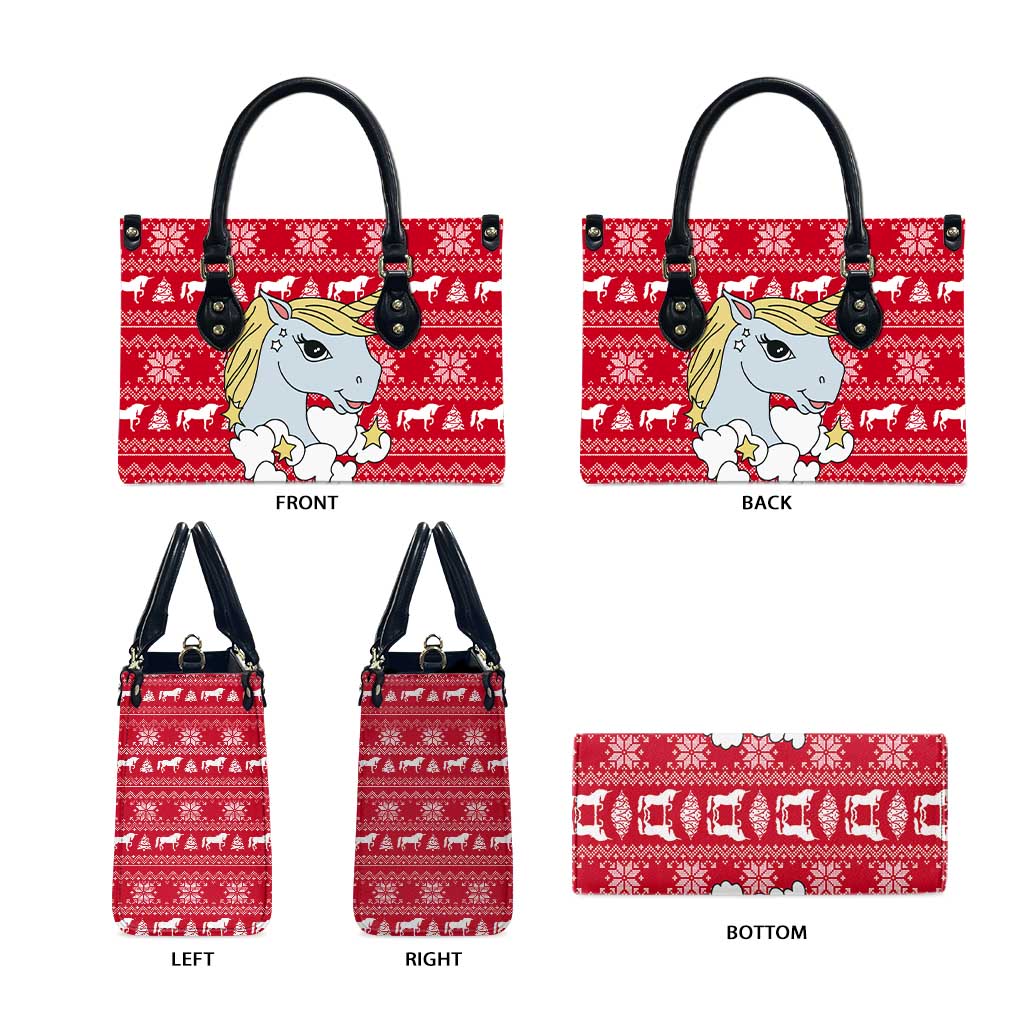Lovely Unicorn Christmas Leather Bag Xmas Holiday Patterns - Wonder Print Shop