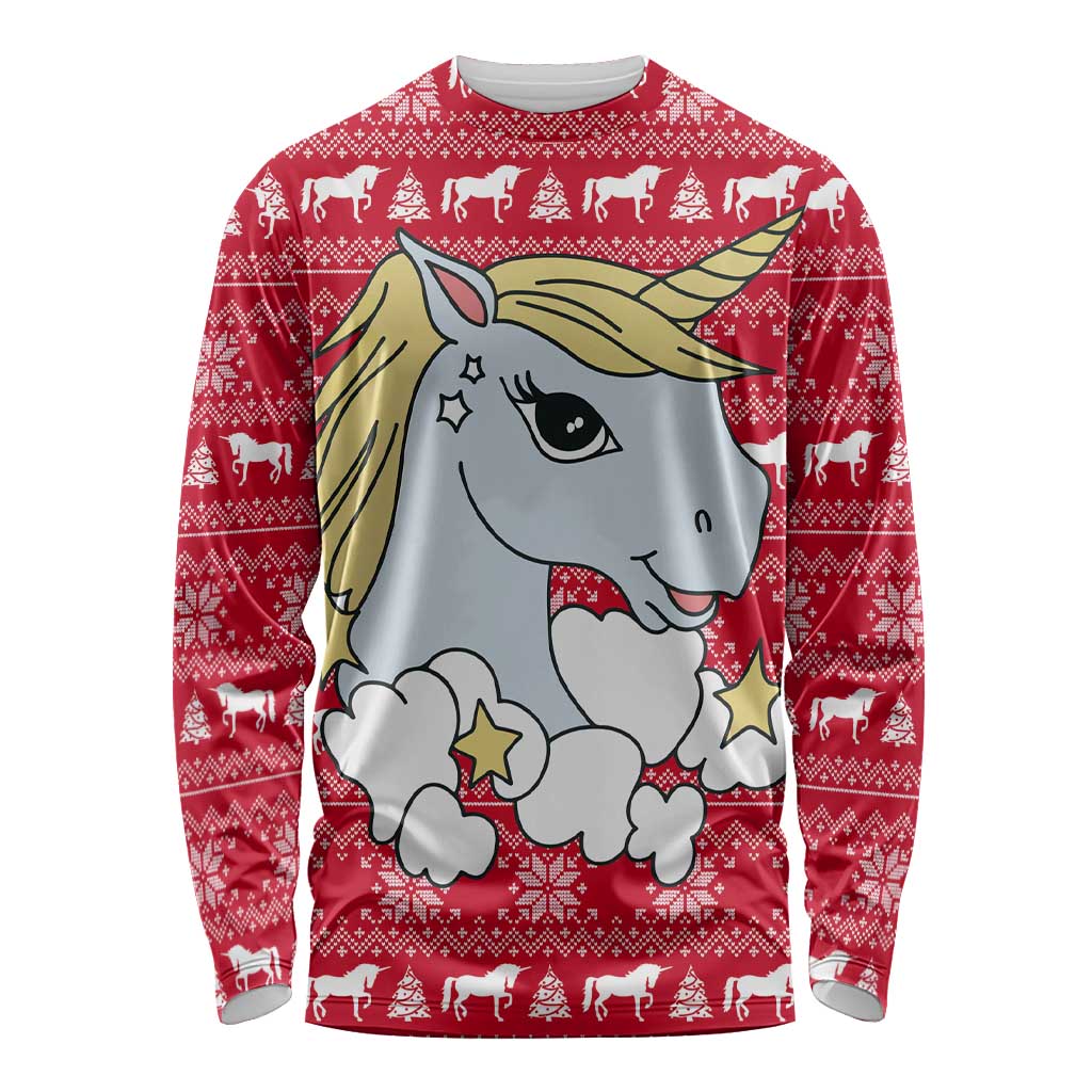 Lovely Unicorn Christmas Long Sleeve Shirt Xmas Holiday Patterns - Wonder Print Shop
