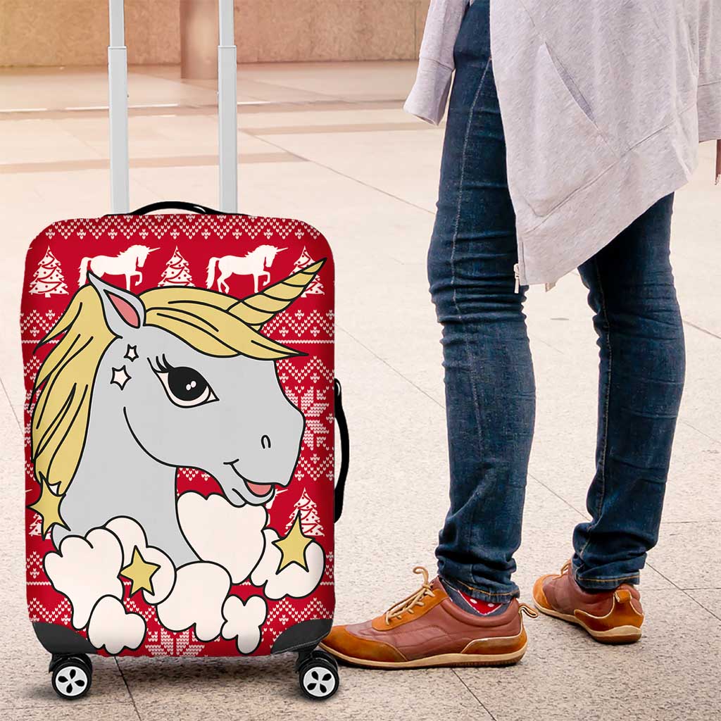 Lovely Unicorn Christmas Luggage Cover Xmas Holiday Patterns - Wonder Print Shop