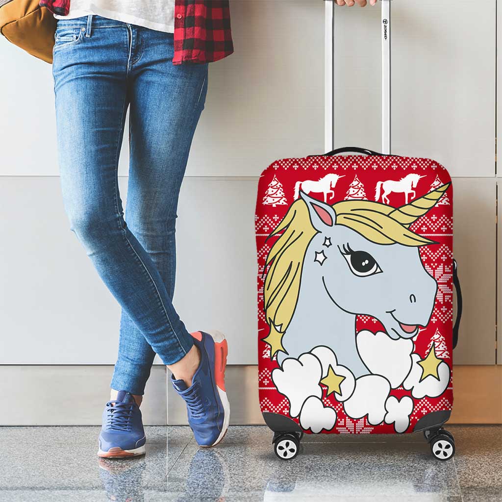 Lovely Unicorn Christmas Luggage Cover Xmas Holiday Patterns - Wonder Print Shop