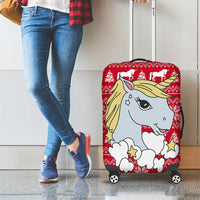 Lovely Unicorn Christmas Luggage Cover Xmas Holiday Patterns - Wonder Print Shop