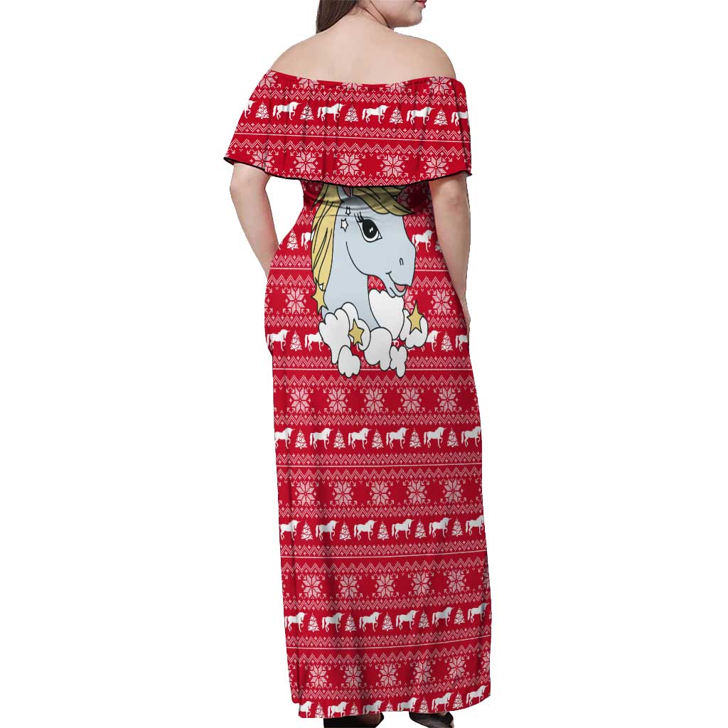Lovely Unicorn Christmas Off Shoulder Maxi Dress Xmas Holiday Patterns - Wonder Print Shop