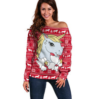 Lovely Unicorn Christmas Off Shoulder Sweater Xmas Holiday Patterns - Wonder Print Shop