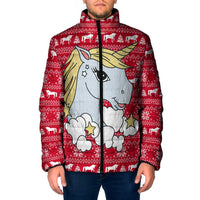 Lovely Unicorn Christmas Padded Jacket Xmas Holiday Patterns - Wonder Print Shop
