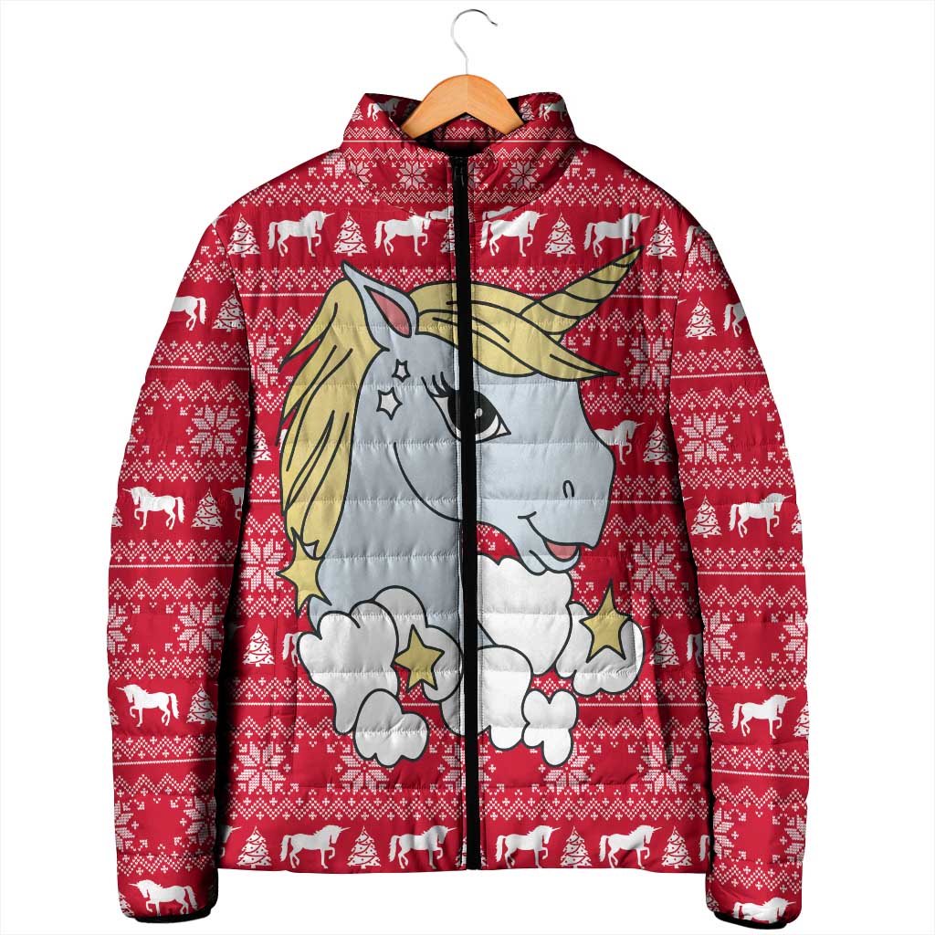 Lovely Unicorn Christmas Padded Jacket Xmas Holiday Patterns - Wonder Print Shop