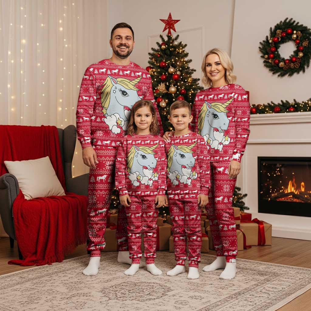 Lovely Unicorn Christmas Pajama Set Xmas Holiday Patterns - Wonder Print Shop