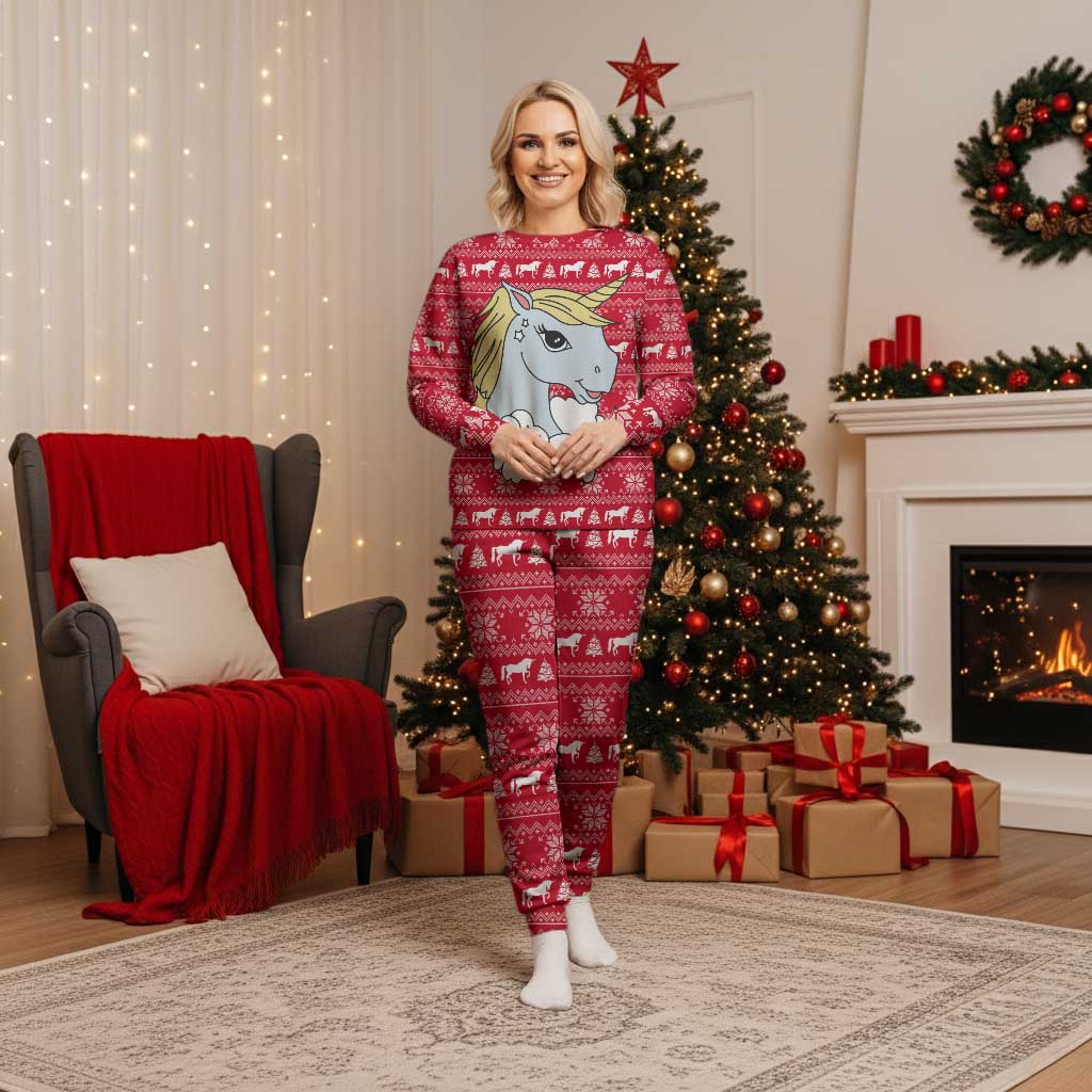 Lovely Unicorn Christmas Pajama Set Xmas Holiday Patterns - Wonder Print Shop